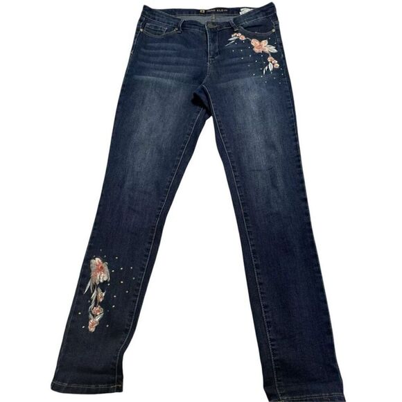 Anne Klein Skinny Jeans with Embroidery Flowers and Studs  6 - Picture 1 of 3